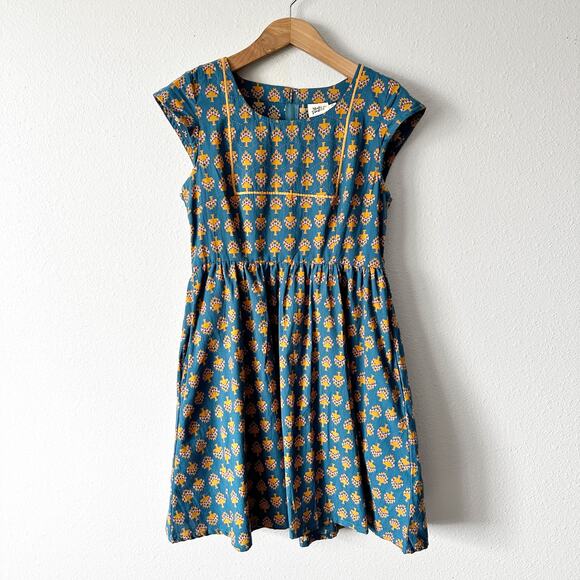 Mata Traders Cotton Teal Short Sleeve Fit and Flare Casual Dress Women’s Size M - Picture 2 of 10